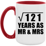 11th Anniversary Square Root of 121 Years As Mr & Mrs - 15oz Accent Mug Red