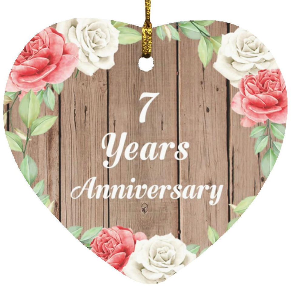 7th Anniversary 7 Years Anniversary - Heart Ornament B