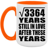 58th Anniversary Square Root of 3364 Years Still In Love - 15oz Accent Mug Orange