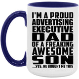 Proud Advertising Executive Dad Of Awesome Son - 15oz Accent Mug Purple