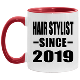 Hair Stylist Since 2019 - 11oz Accent Mug Red