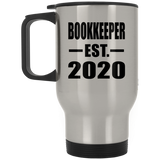 Bookkeeper Established EST. 2020 - Silver Travel Mug