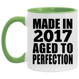 7th Birthday Made In 2017 Aged to Perfection - 11oz Accent Mug Green