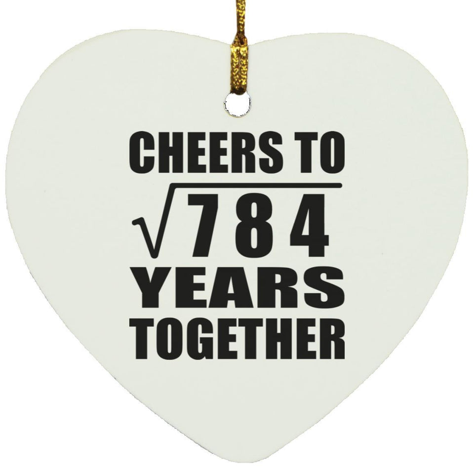 28th Anniversary Cheers To Square Root of 784 Years Together - Heart Ornament