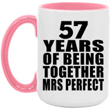 57th Anniversary 57 Years Of Being Mrs Perfect - 15oz Accent Mug Pink
