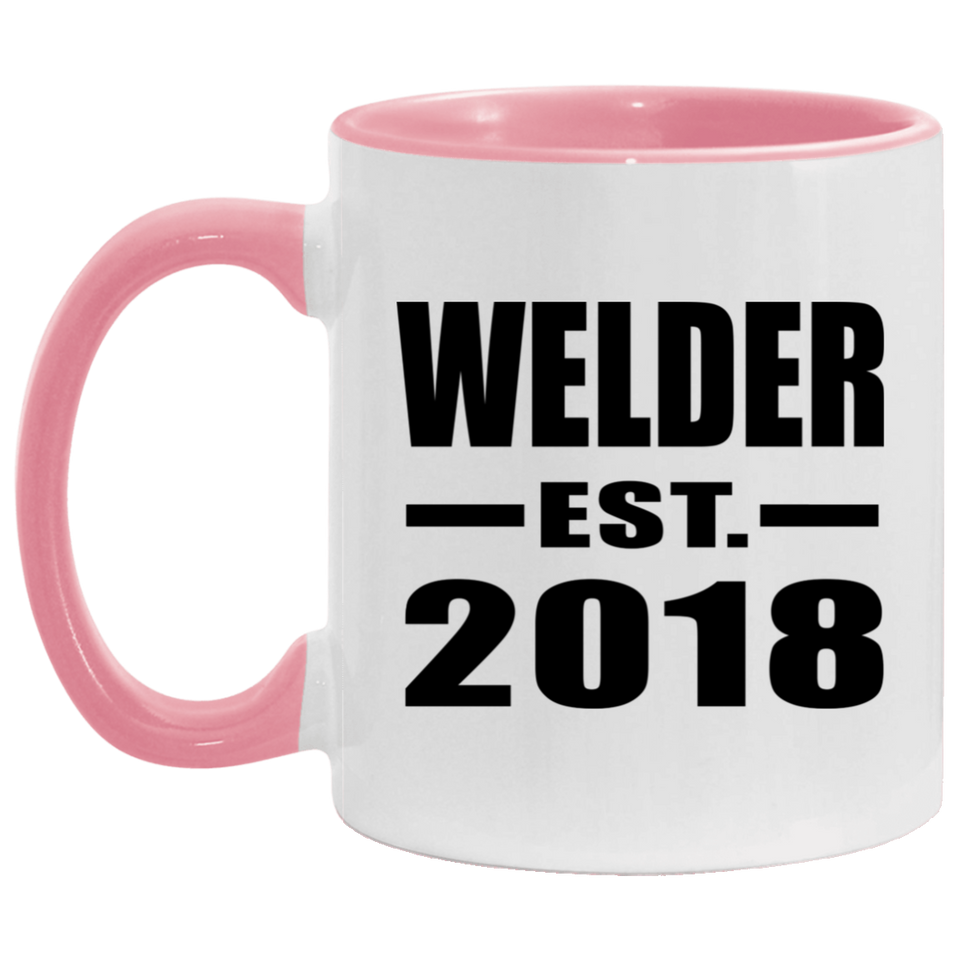Welder Established EST. 2018 - 11oz Accent Mug Pink