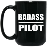Badass Pilot - 15oz Coffee Mug Black
