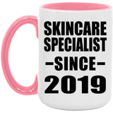 Skincare Specialist Since 2019 - 15oz Accent Mug Pink