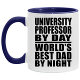 University Professor By Day World's Best Dad By Night - 11oz Accent Mug Purple