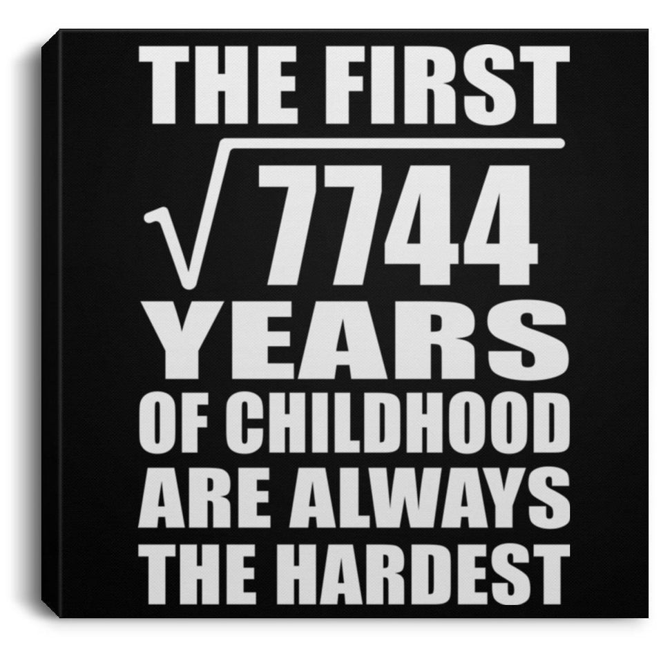 88th Birthday Square Root of 7744 Years of Childhood - Canvas Square