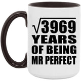 63rd Anniversary Square Root of 3969 Years of Mr Perfect - 15oz Accent Mug Black
