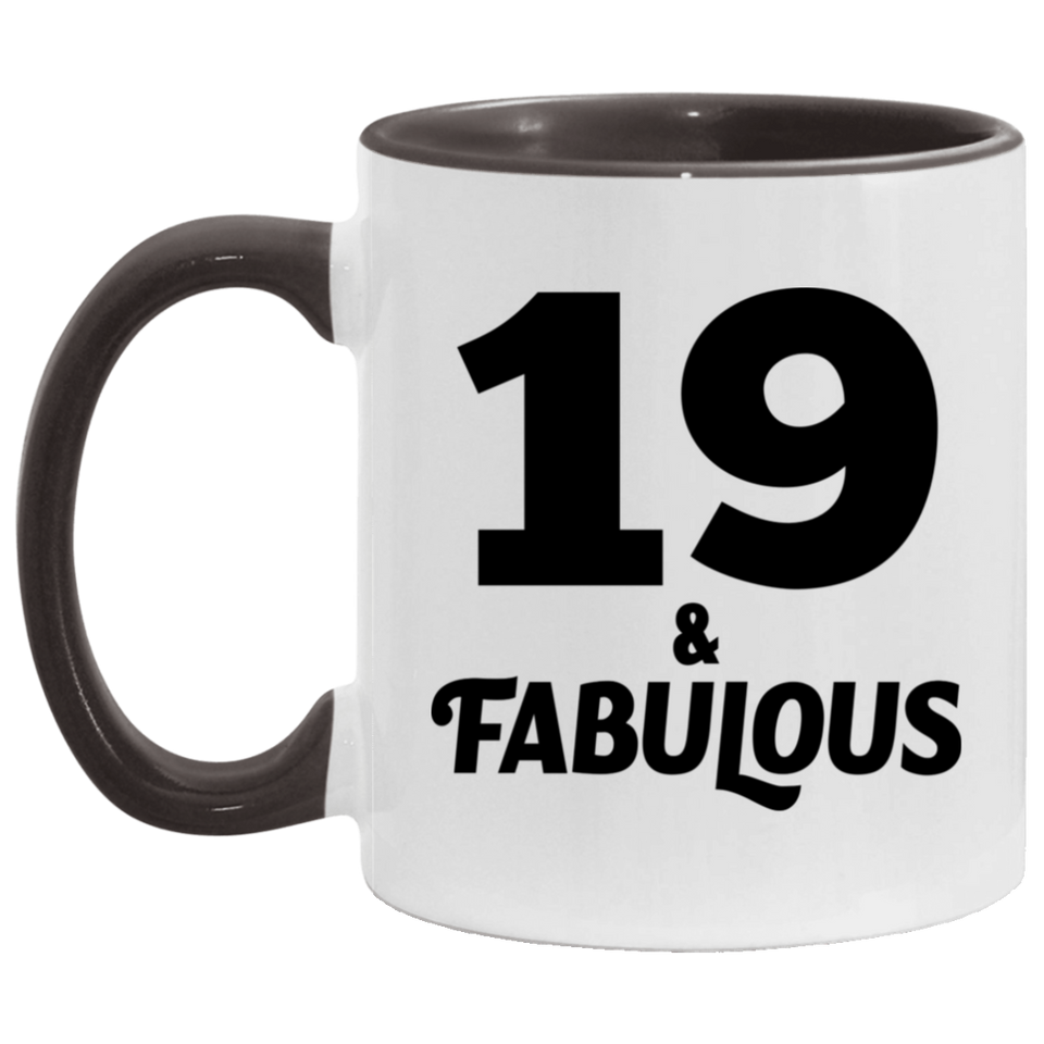 19th Birthday 19 & Fabulous - 11oz Accent Mug Black