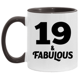 19th Birthday 19 & Fabulous - 11oz Accent Mug Black