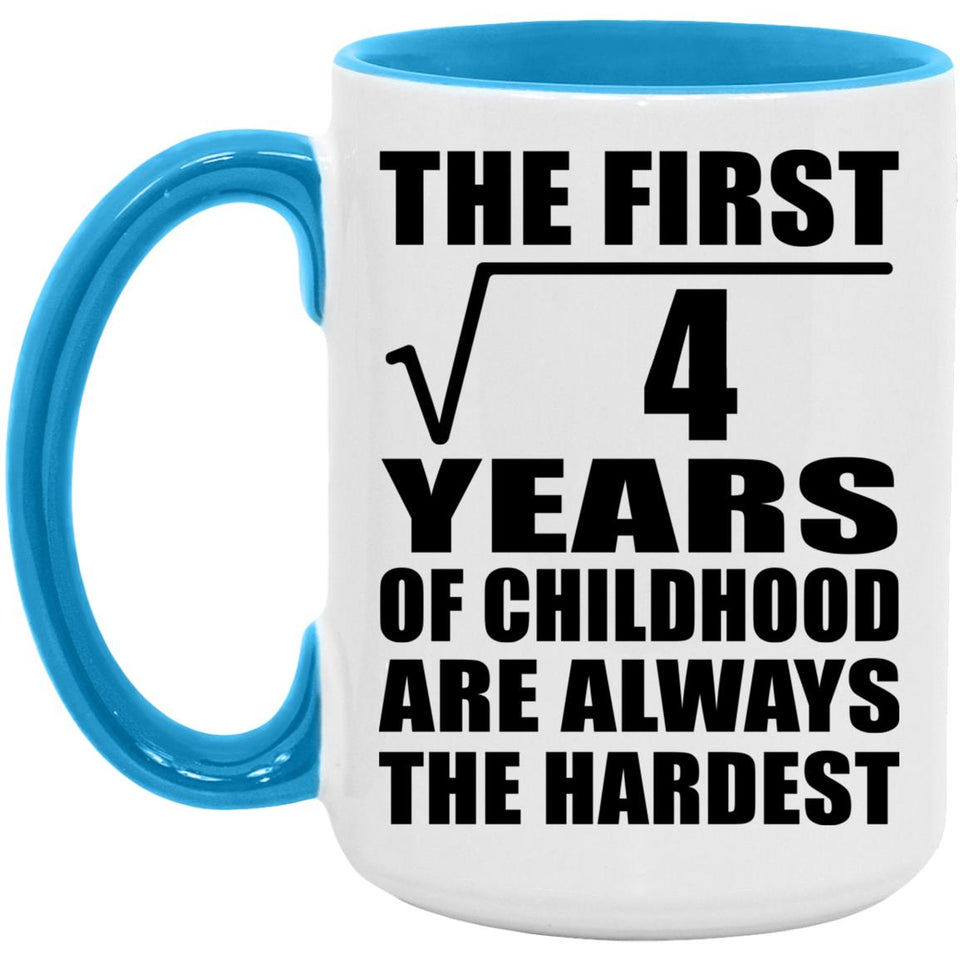 2nd Birthday Square Root of 4 Years of Childhood - 15oz Accent Mug Blue