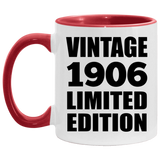 118th Birthday Vintage 1906 Limited Edition - 11oz Accent Mug Red