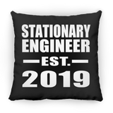 Stationary Engineer Established EST. 2019 - Throw Pillow Black