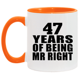 47th Anniversary 47 Years Of Being Mr Right - 11oz Accent Mug Orange