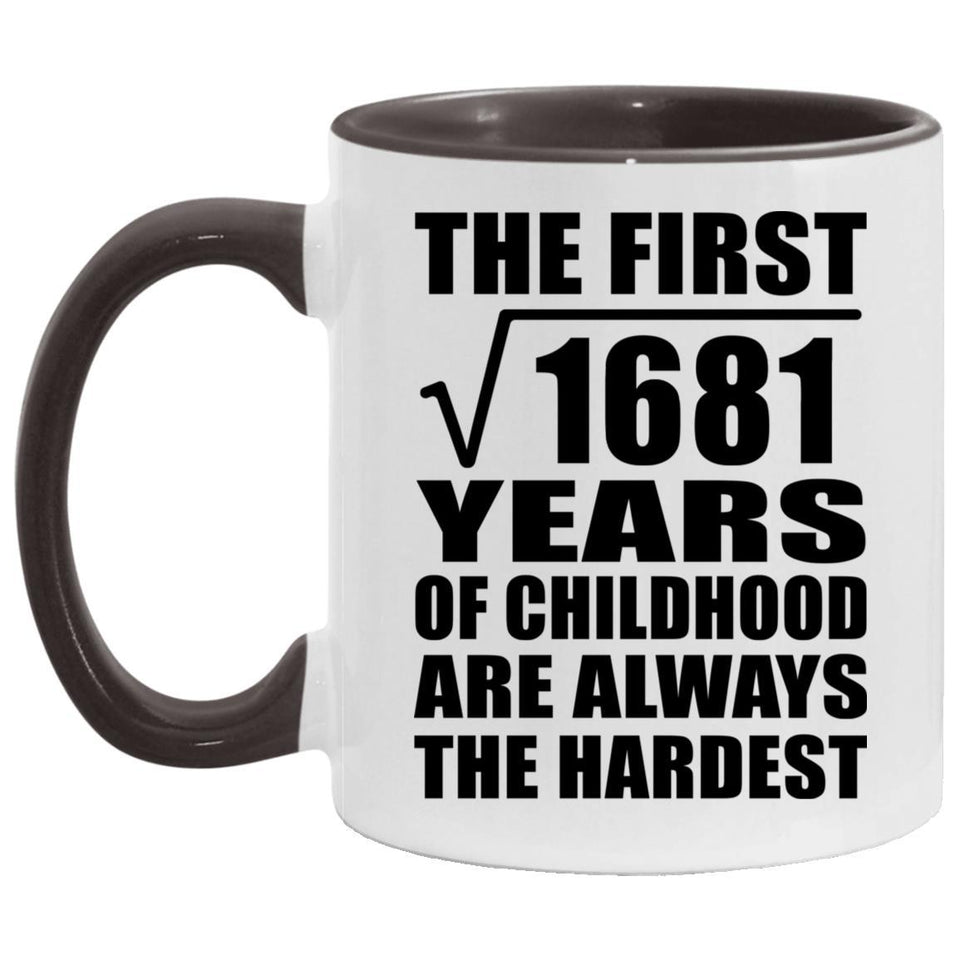 41st Birthday Square Root of 1681 Years of Childhood - 11oz Accent Mug Black