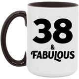 38th Birthday 38 & Fabulous - 15oz Accent Mug Black