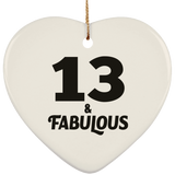 13th Birthday 13 & Fabulous - Heart Ornament