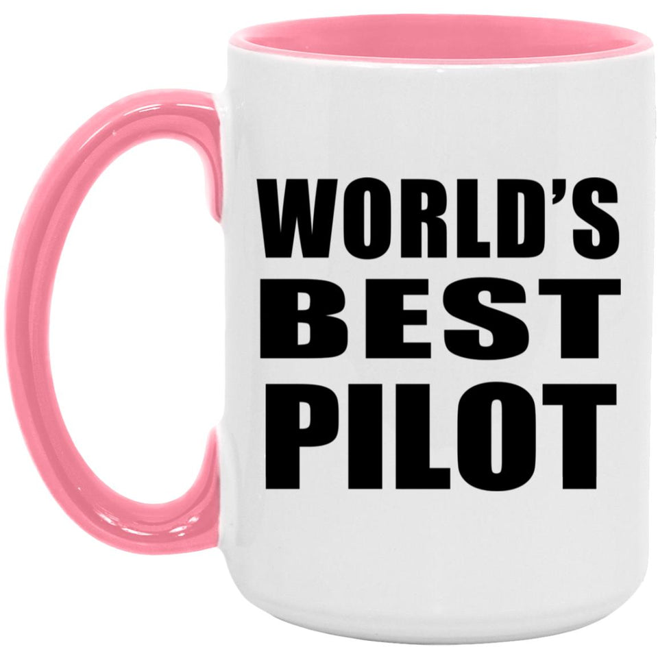 World's Best Pilot - 15oz Accent Mug Pink