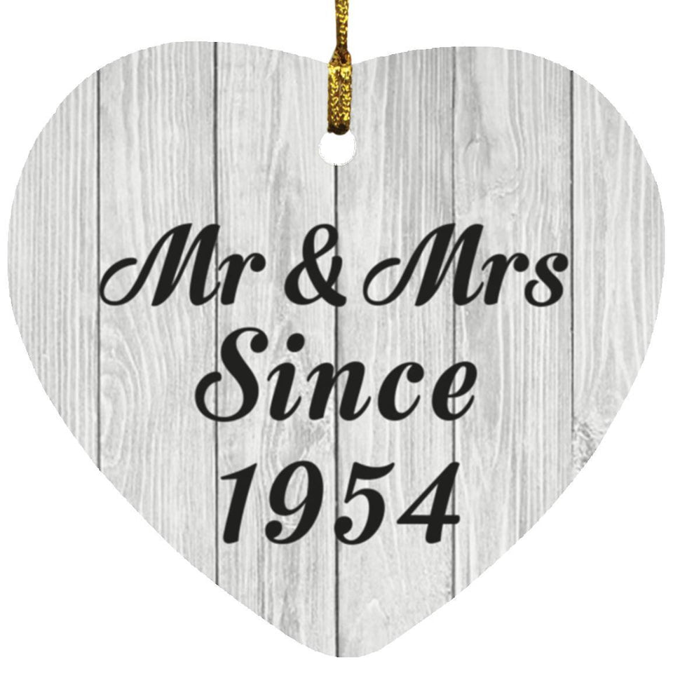 70th Anniversary Mr & Mrs Since 1954 - Heart Ornament F