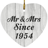 70th Anniversary Mr & Mrs Since 1954 - Heart Ornament F