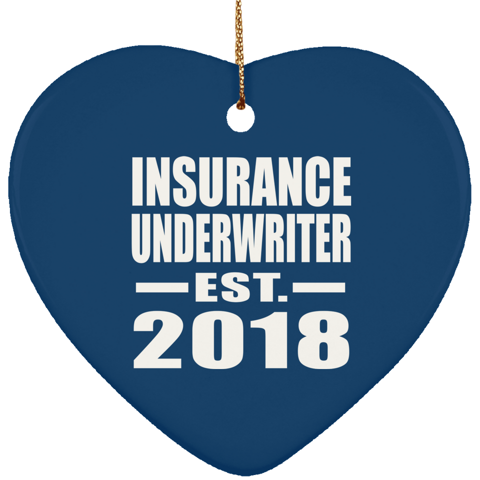 Insurance Underwriter Established EST. 2018 - Heart Ornament