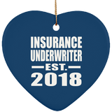 Insurance Underwriter Established EST. 2018 - Heart Ornament