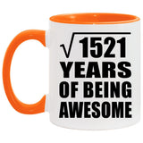 39th Birthday Square Root of 1521 Years of Being Awesome - 11oz Accent Mug Orange