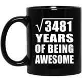 59th Birthday Square Root of 3481 Years of Being Awesome - 11oz Coffee Mug Black
