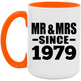 45th Anniversary Mr & Mrs Since 1979 - 15oz Accent Mug Orange