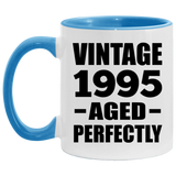 29th Birthday Vintage 1995 Aged Perfectly - 11oz Accent Mug Blue