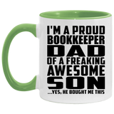Proud Bookkeeper Dad Of Awesome Son - 11oz Accent Mug Green