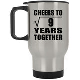 3rd Anniversary Cheers To Square Root of 9 Years Together - Silver Travel Mug