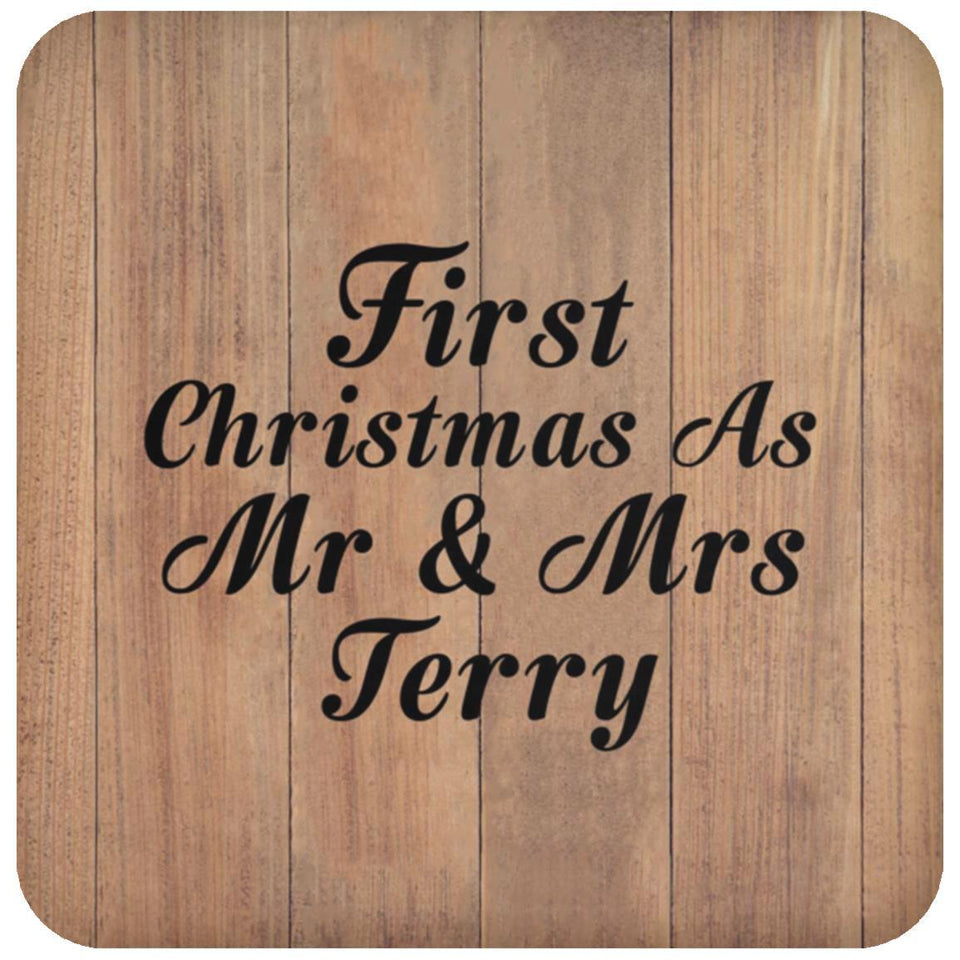 First Christmas As Mr & Mrs Terry - Drink Coaster C