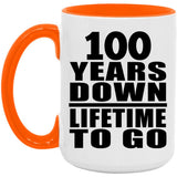 100th Anniversary 100 Years Down Lifetime To Go - 15oz Accent Mug Orange