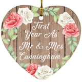 First Year As Mr & Mrs Cunningham - Heart Ornament B