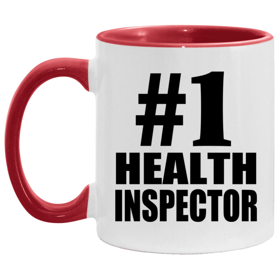 Number One #1 Health Inspector - 11oz Accent Mug Red