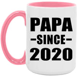 Papa Since 2020 - 15oz Accent Mug Pink