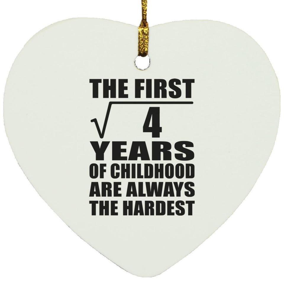 2nd Birthday Square Root of 4 Years of Childhood - Heart Ornament