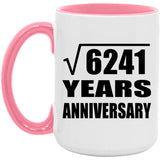 79th Anniversary Square Root of 6241 Years Anniversary - 15oz Accent Mug Pink
