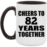 82nd Anniversary Cheers To 82 Years Together - 15oz Accent Mug Black