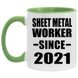 Sheet Metal Worker Since 2021 - 11oz Accent Mug Green