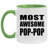 Most Awesome Pop-Pop - 11oz Accent Mug Green