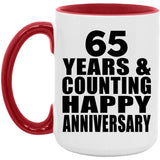 Happy 65th Anniversary 65 Years & Counting - 15oz Accent Mug Red