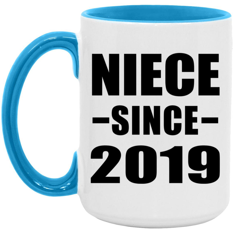 Niece Since 2019 - 15oz Accent Mug Blue
