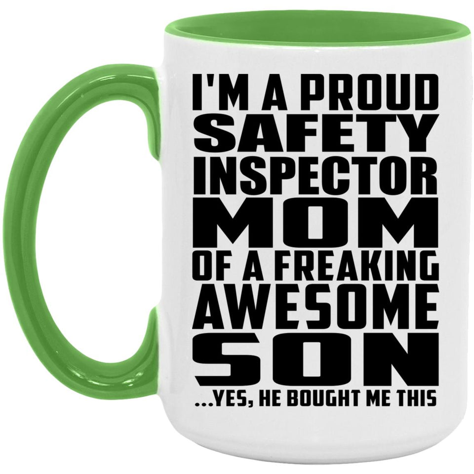 Proud Safety Inspector Mom Of Awesome Son - 15oz Accent Mug Green
