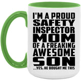Proud Safety Inspector Mom Of Awesome Son - 15oz Accent Mug Green