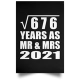 26th Anniversary Square Root of 676 Years As Mr & Mrs 2021 - Poster Portrait